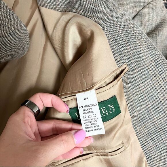 Lauren Ralph Lauren Green Label Blazer Sport Coat Size 48R Two Button Silk Wool - Picture 7 of 8